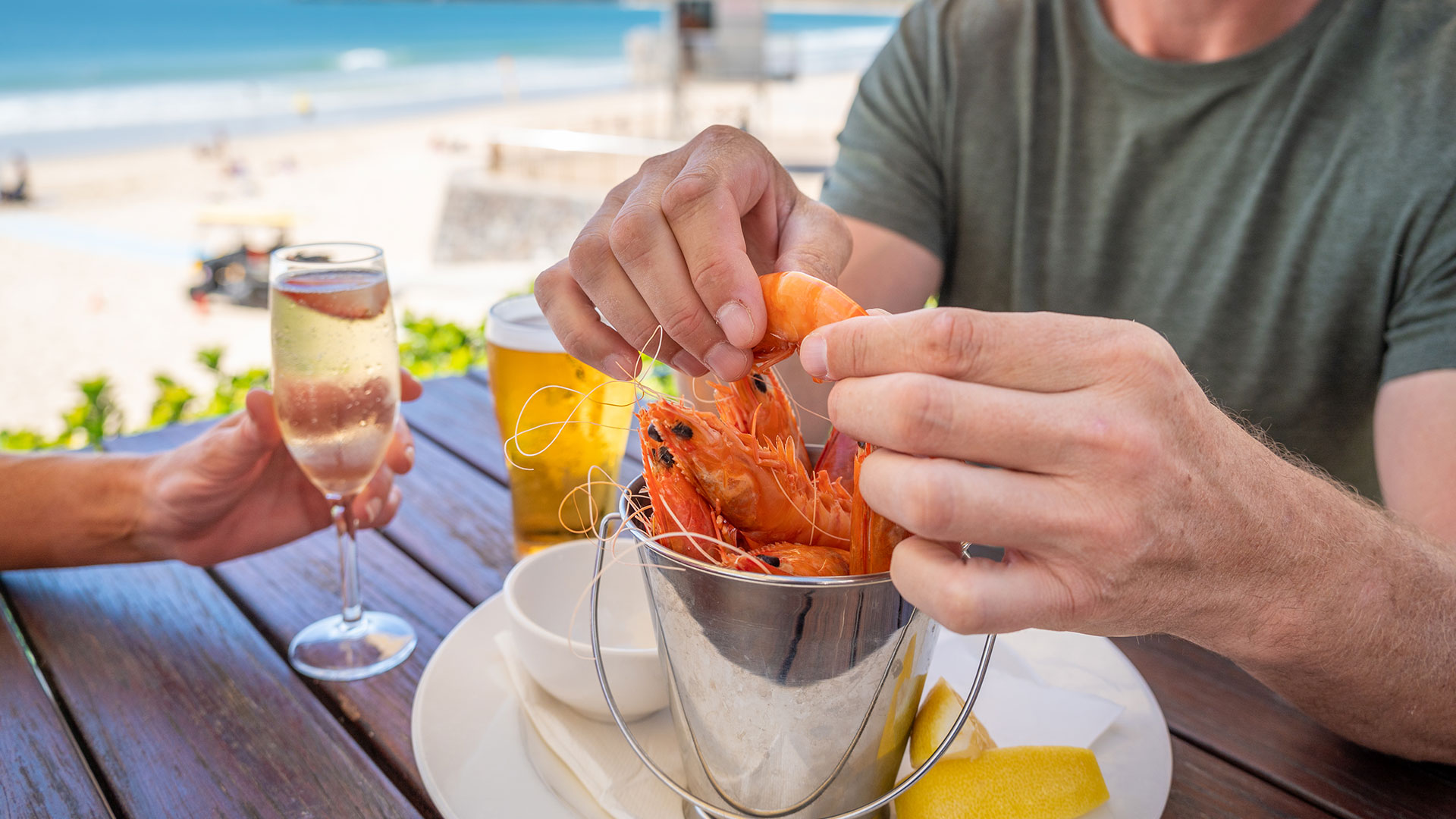 mooloolaba-for-grown-ups-weekend Beachfront prawns and sparkling wine on a grown-ups weekend in Mooloolaba